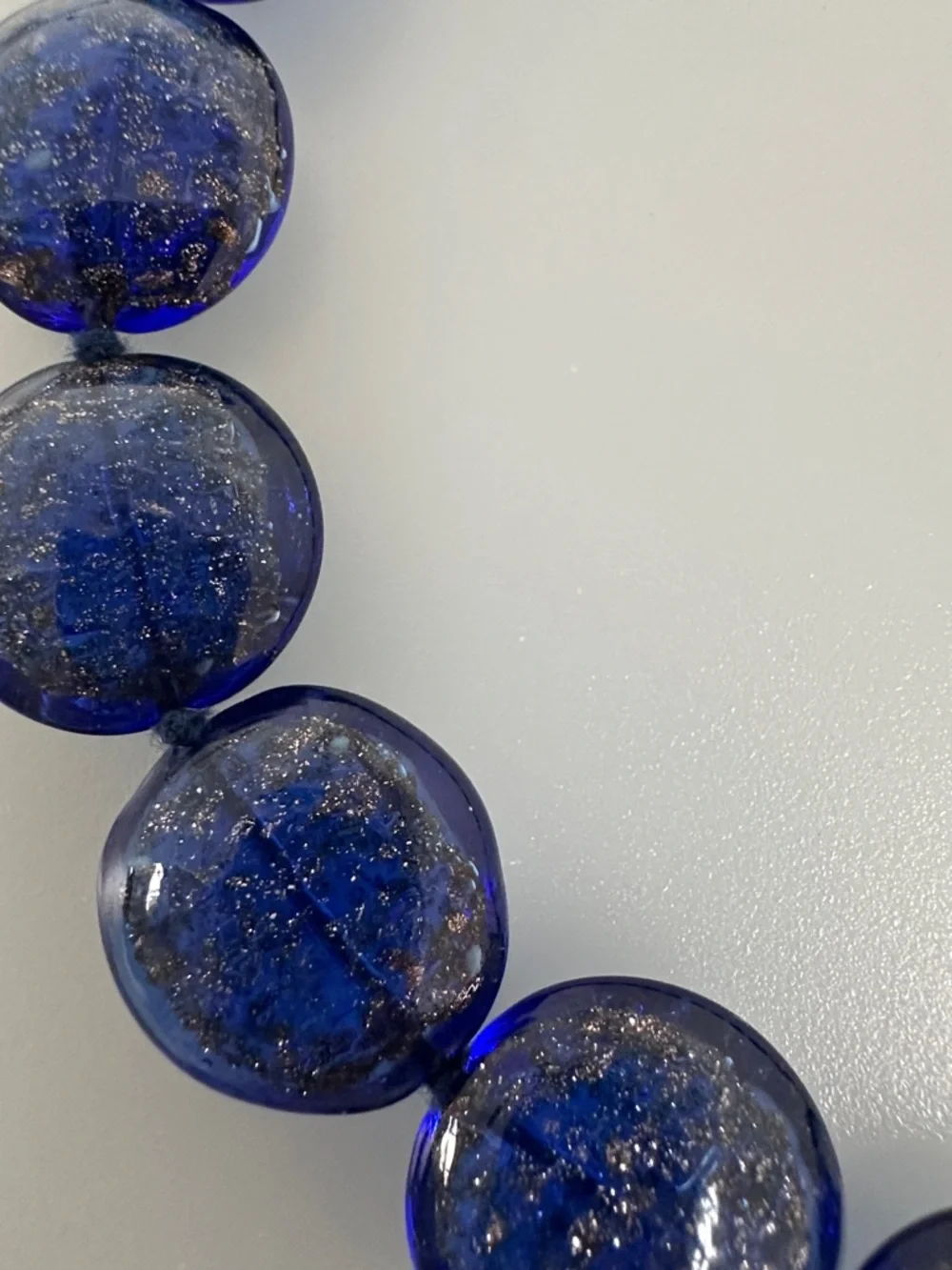 VENEZIA Blue Muranum Bead Necklace with Gold Accent